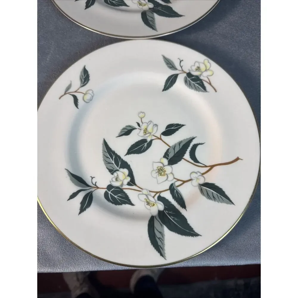 Flintridge VTG TEA LEAVES 4 Cream Sage Dessert-Salad Plates Set‎ of 4 81/4 ”W
